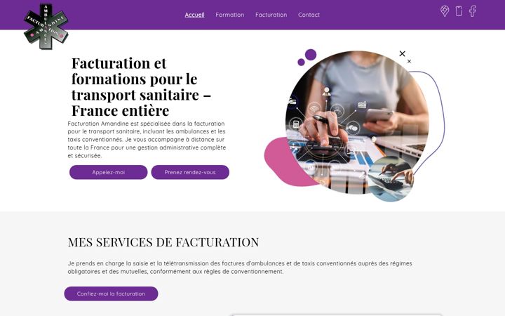 Screenshot of facturation-amandine-ambulances-taxis.fr