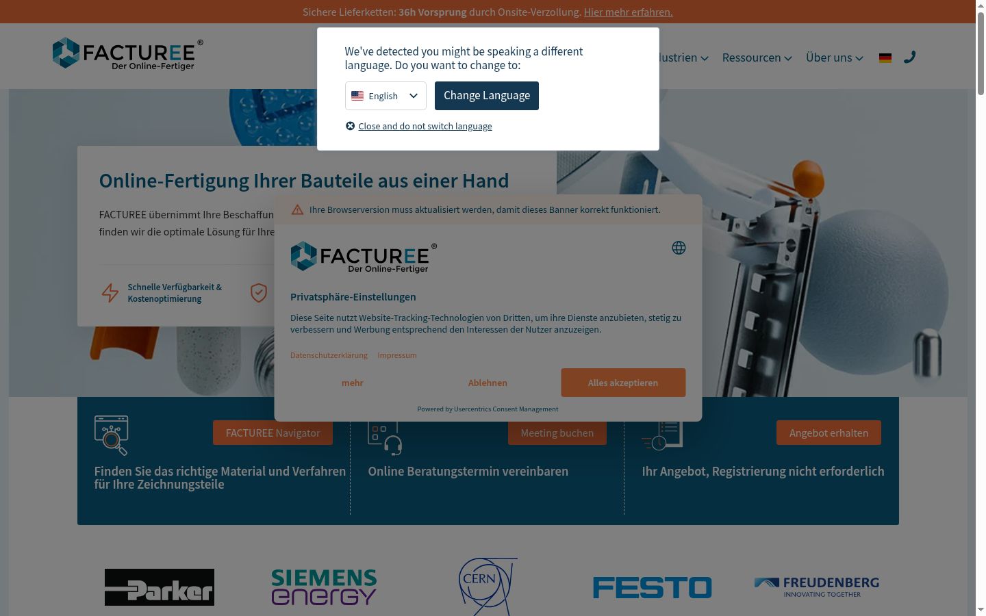 Screenshot van de toestemmingsbanner zoals getoond vóór enige interactie