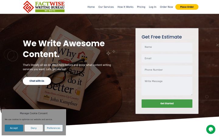 Screenshot of factwisewritingbureau.com
