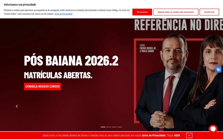 Snímek obrazovky faculdadebaianadedireito.com.br