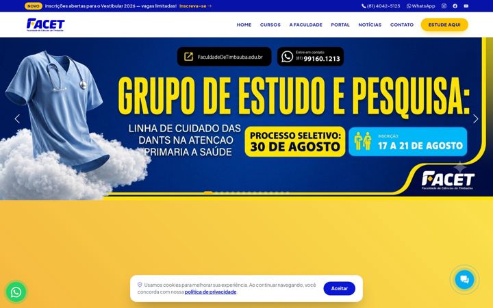 Snímek obrazovky faculdadedetimbauba.edu.br