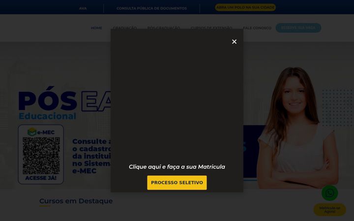 Snímek obrazovky faculdadedevitoria.edu.br