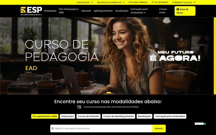 Snímek obrazovky faculdadeesp.com.br