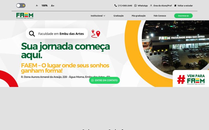Snímek obrazovky faculdadefaem.com.br
