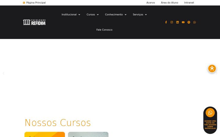 Snímek obrazovky faculdaderefidim.edu.br