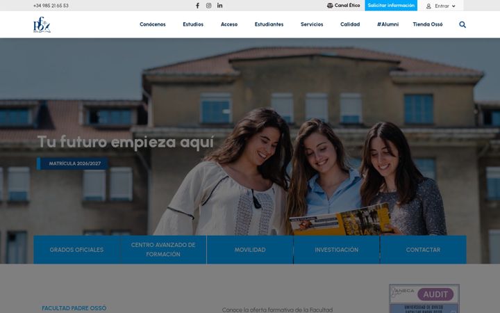 Screenshot of facultadpadreosso.es