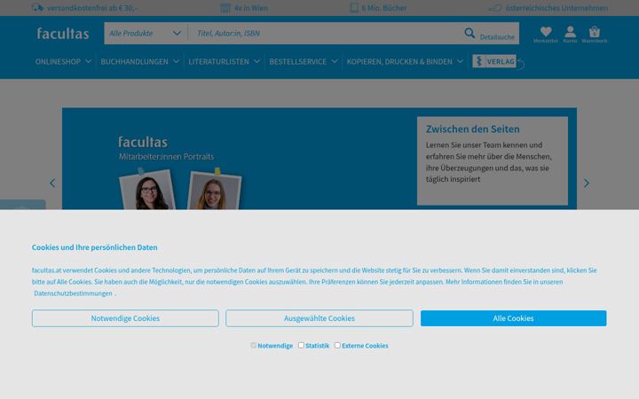 Screenshot von facultas.at