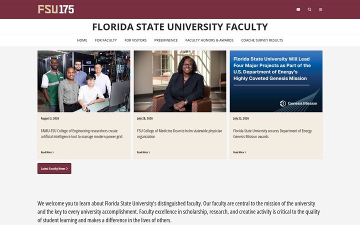 Screenshot of faculty.fsu.edu