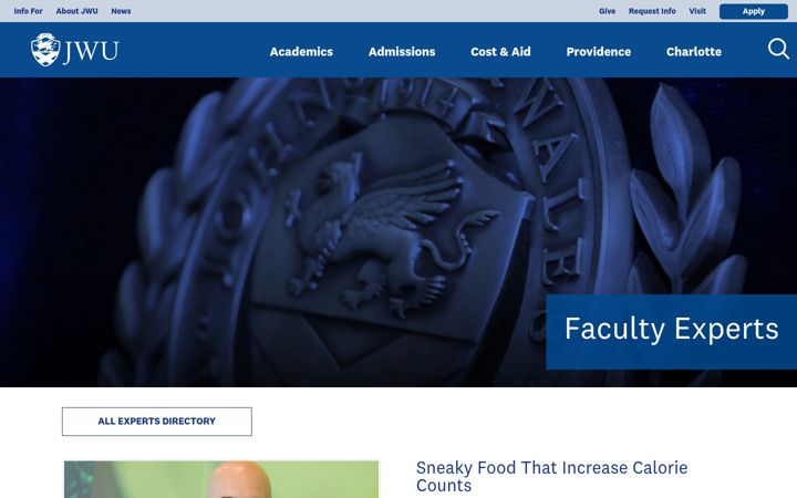 Screenshot of facultyexperts.jwu.edu