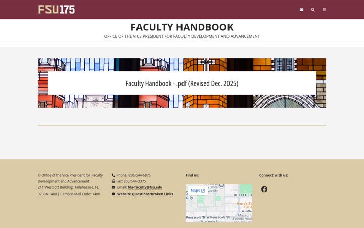 Screenshot of facultyhandbook.fsu.edu