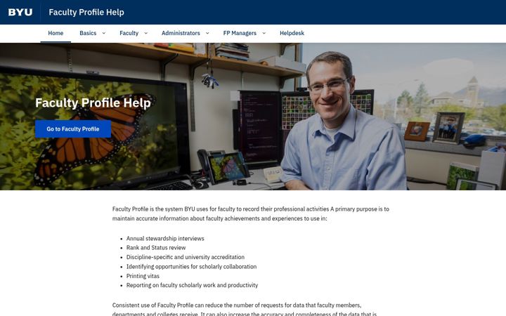 Screenshot of facultyprofileuserguide.byu.edu