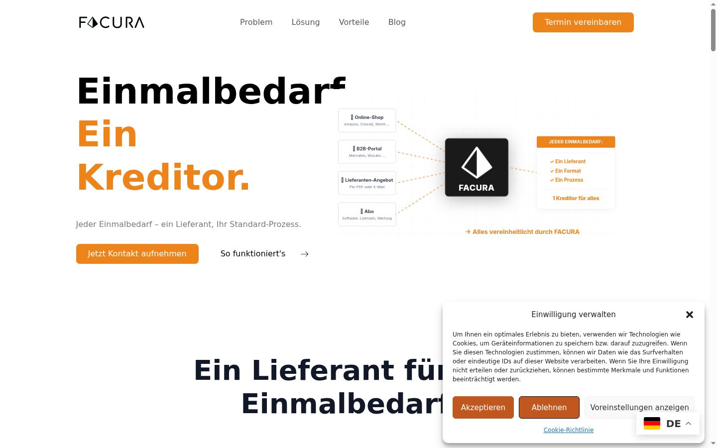 Screenshot van de toestemmingsbanner zoals getoond vóór enige interactie