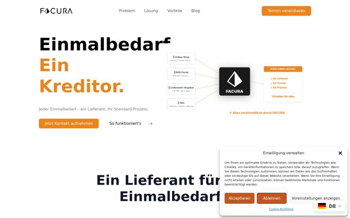 Screenshot van facura.de