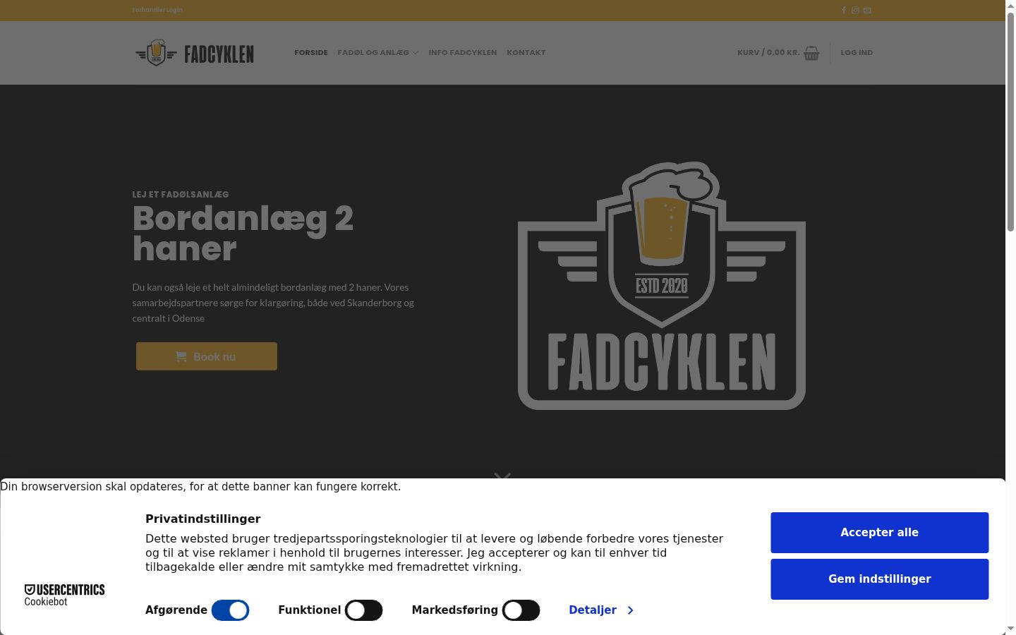 Skärmbild av samtyckesbannern som visades före någon interaktion