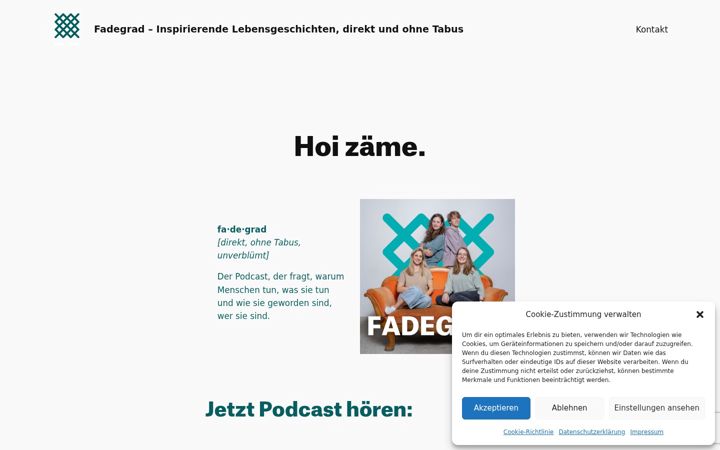 Screenshot of fadegrad-podcast.ch