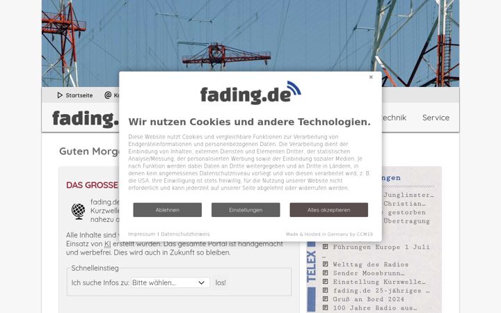 Screenshot von fading.de