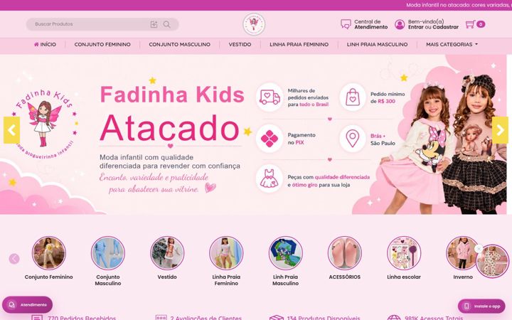 Screenshot of fadinhakidsatacado.com.br
