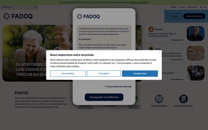 Screenshot of fadoq.ca