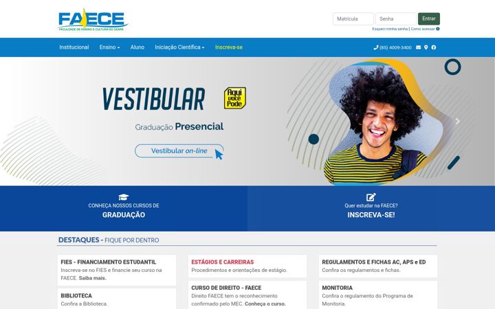 Screenshot of faece.edu.br