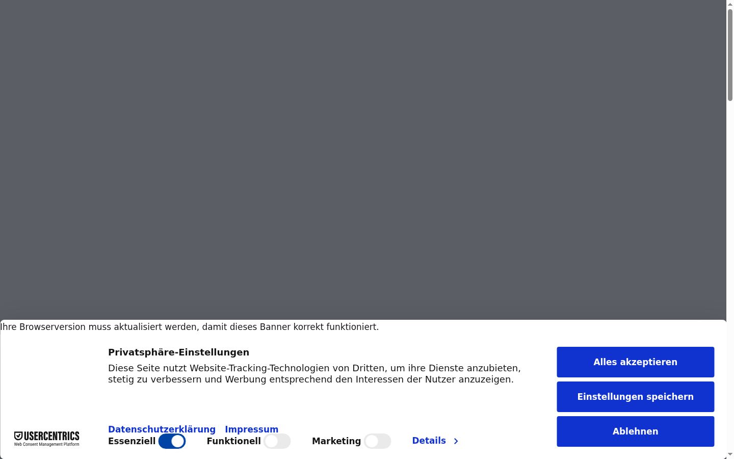 Screenshot des Einwilligungsbanners vor jeglicher Interaktion