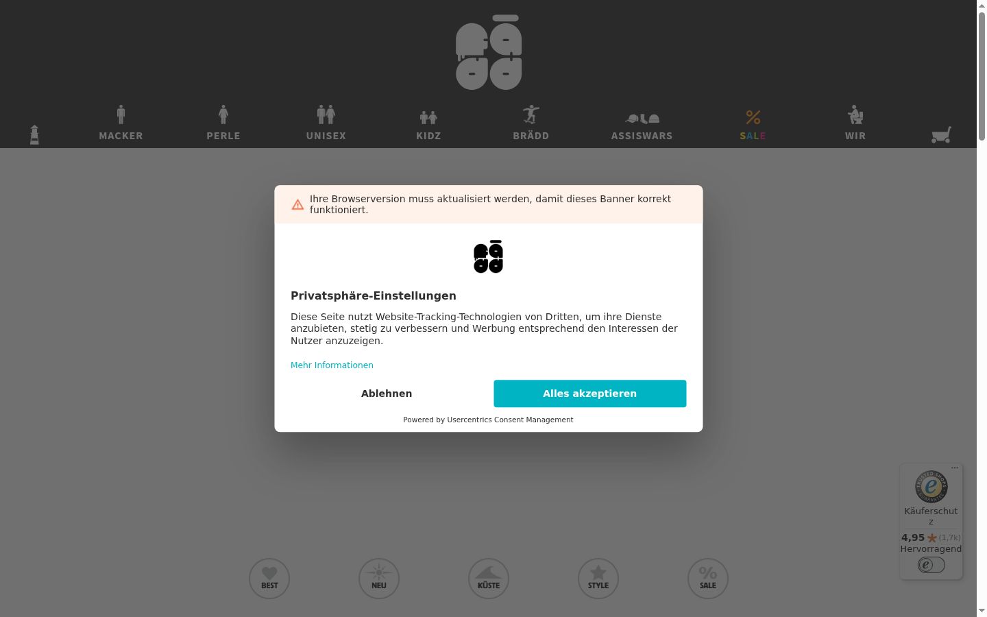 Screenshot tal-banner tal-kunsens muri qabel kwalunkwe interazzjoni