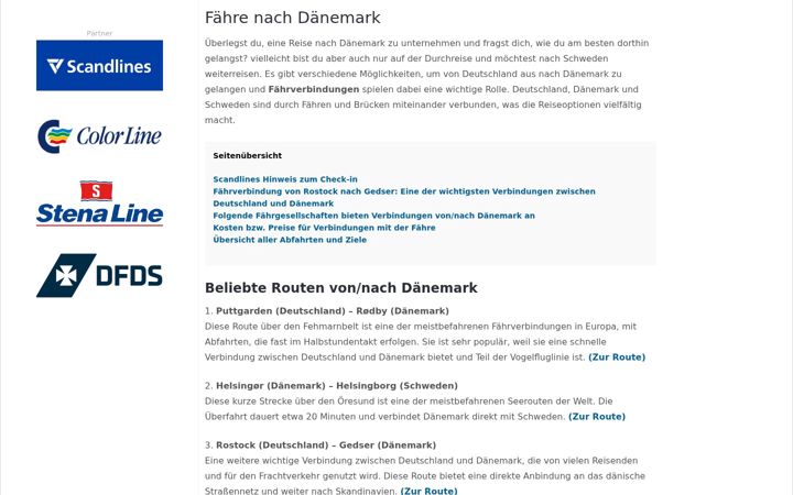 Screenshot of faehredaenemark.net