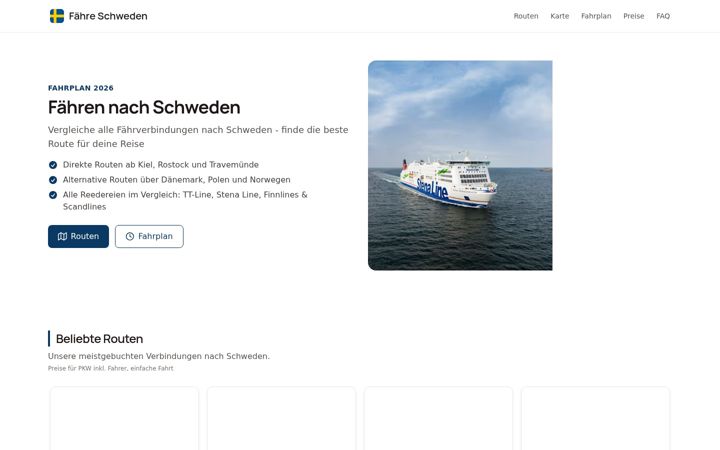 Skjermbilde av faehren-schweden.de
