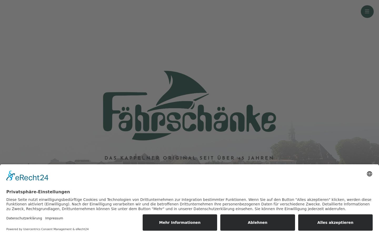 Screenshot des Einwilligungsbanners vor jeglicher Interaktion