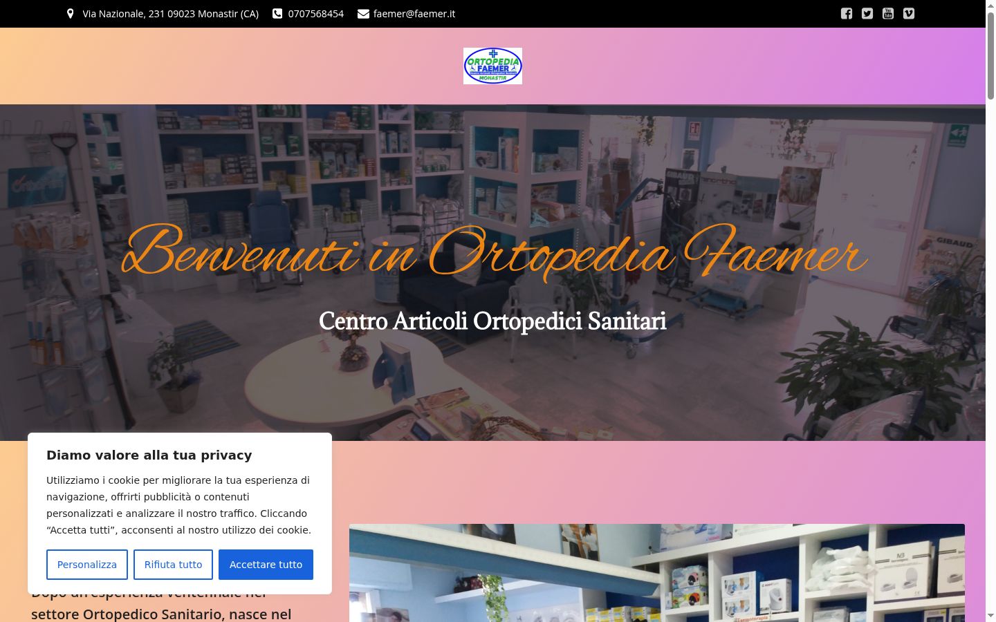 Screenshot del banner di consenso mostrato prima di qualsiasi interazione