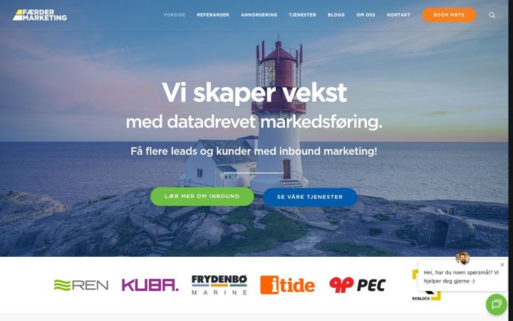 Screenshot of faerdermarketing.no