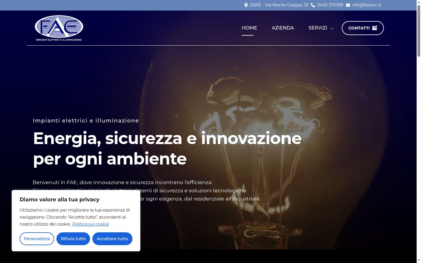 Screenshot del banner di consenso mostrato prima di qualsiasi interazione
