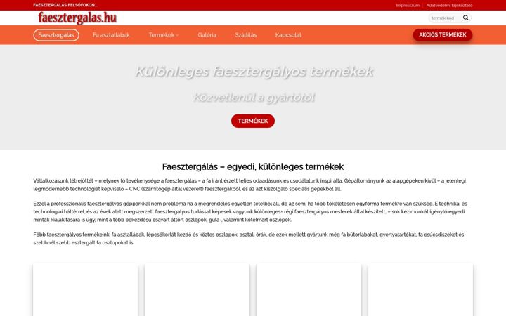 Screenshot of faesztergalas.hu