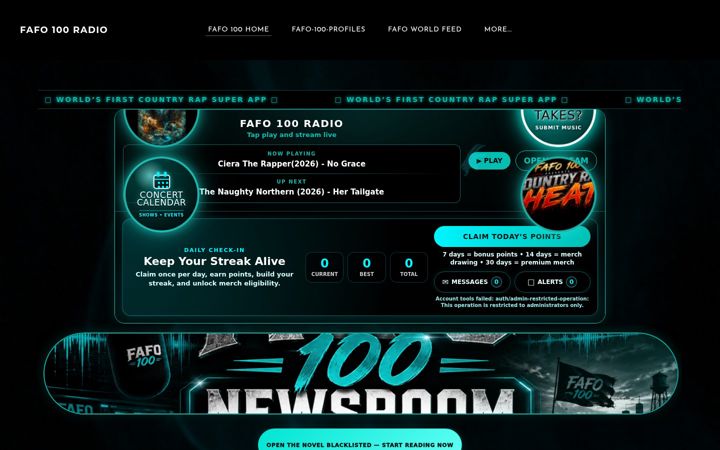 Screenshot of fafo100radio.com