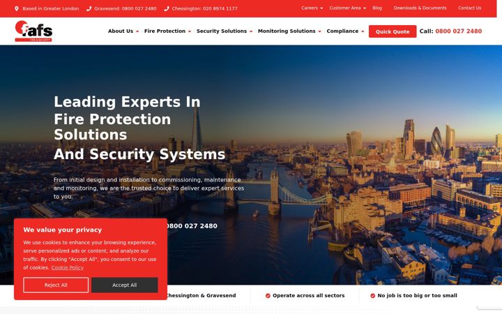 Screenshot of fafsfireandsecurity.com