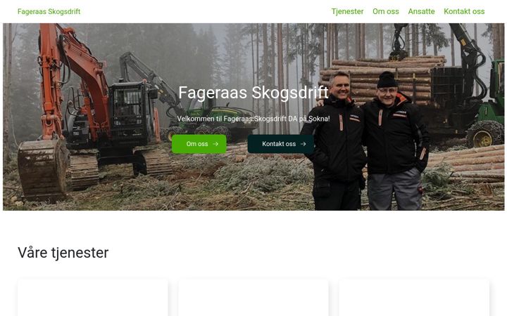 Screenshot of fageraasskogsdrift.no