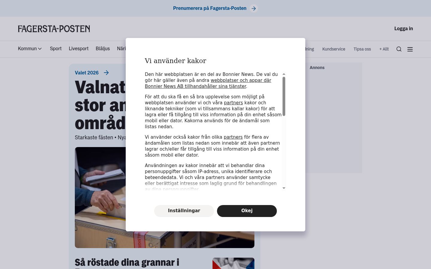 Capture d'écran de la bannière de consentement affichée avant toute interaction