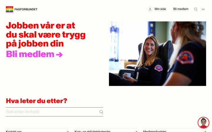 Snímek obrazovky fagforbundet.no