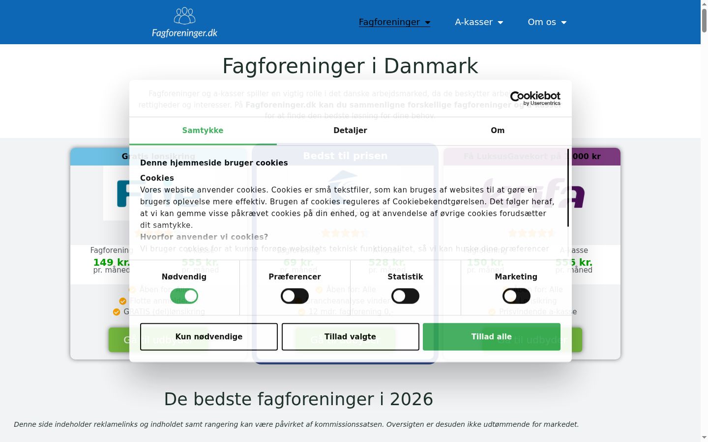 Screenshot van de toestemmingsbanner zoals getoond vóór enige interactie