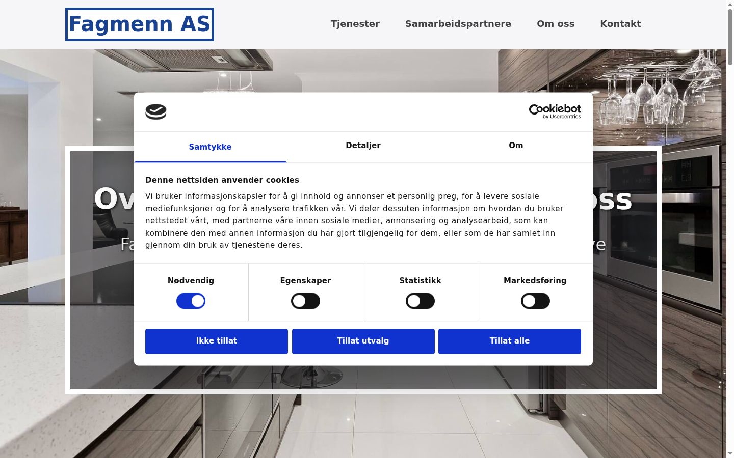 Skärmbild av samtyckesbannern som visades före någon interaktion