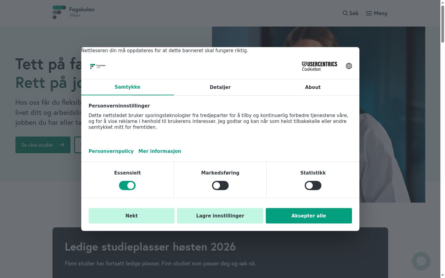 Screenshot of the consent banner shown before any interaction