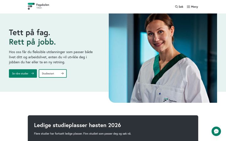 Screenshot of fagskolen-viken.no