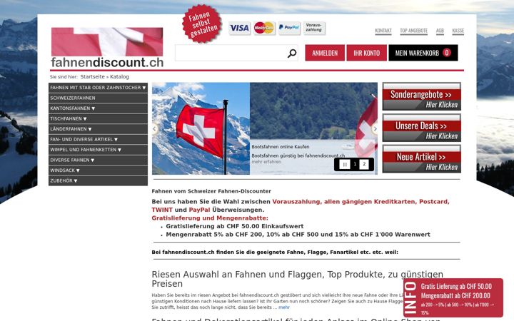 Screenshot of fahnendiscount.ch