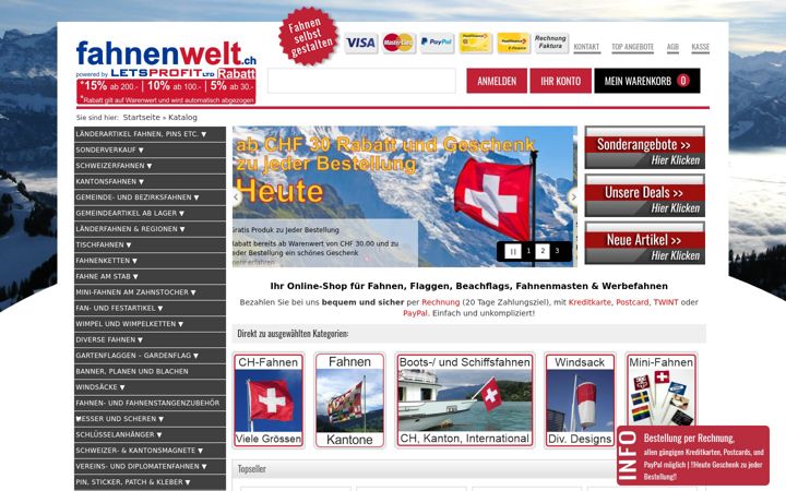 Screenshot of fahnenwelt.ch