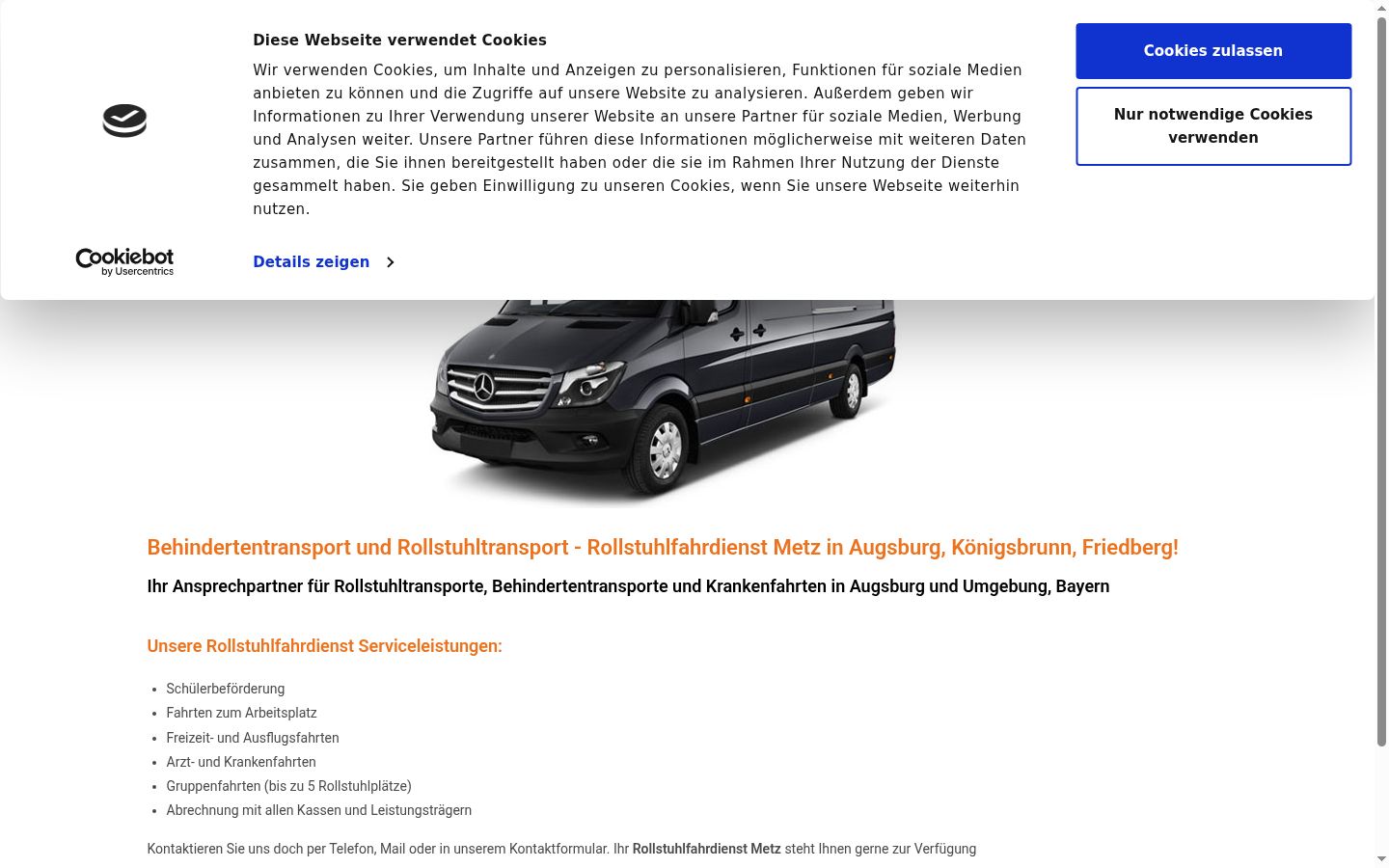 Screenshot des Einwilligungsbanners vor jeglicher Interaktion