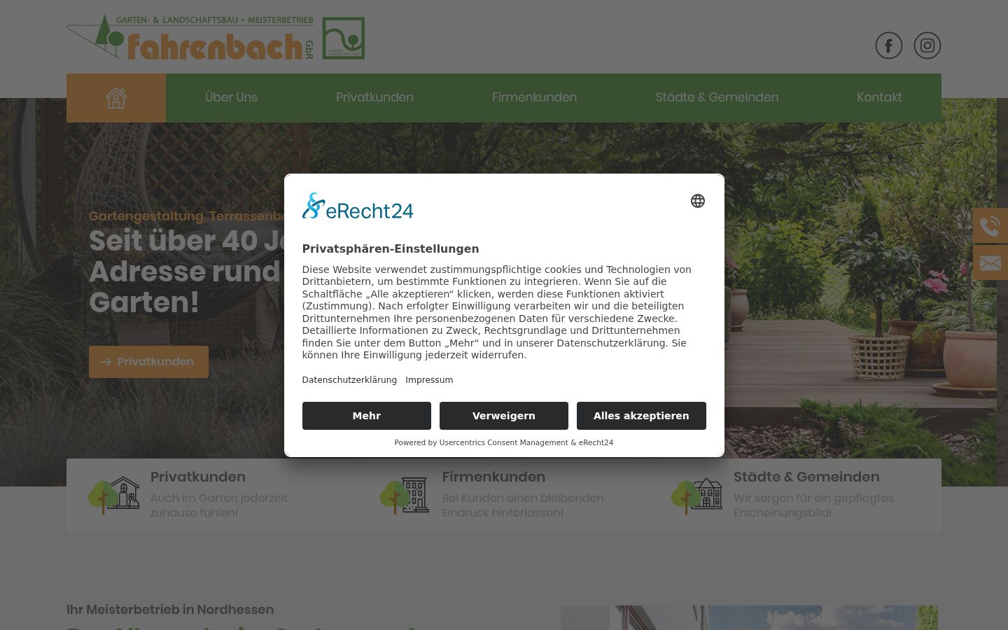 Screenshot des Einwilligungsbanners vor jeglicher Interaktion