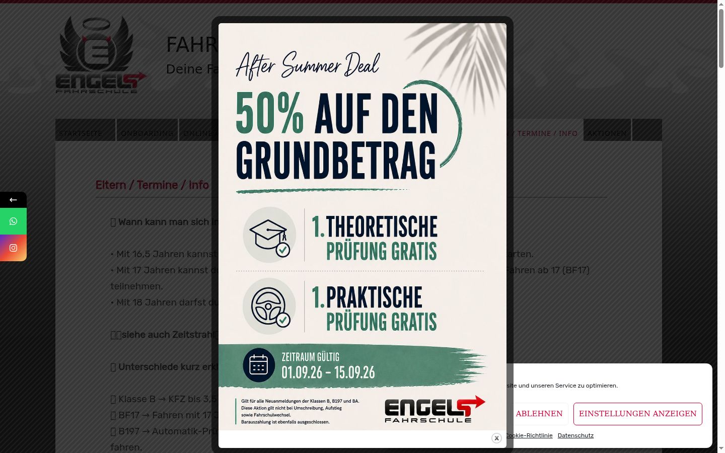 Screenshot des Einwilligungsbanners vor jeglicher Interaktion