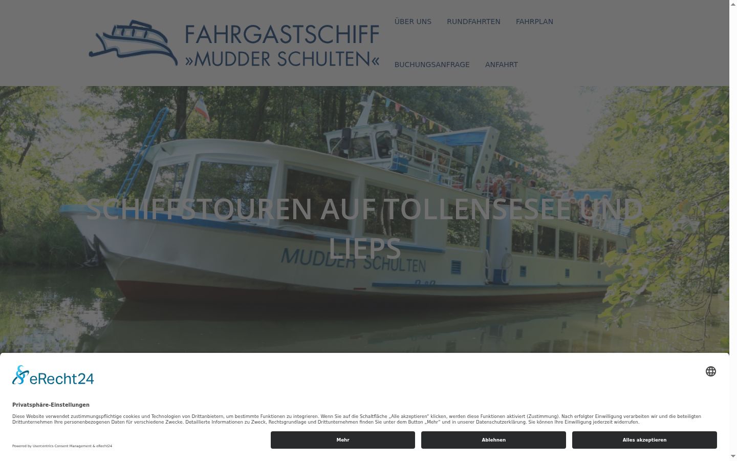 Screenshot des Einwilligungsbanners vor jeglicher Interaktion