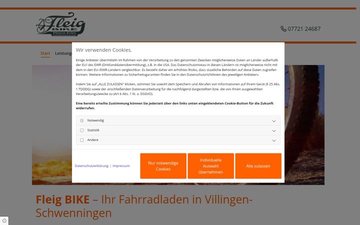 Screenshot of fahrrad-fleig-villingen-schwenningen.de