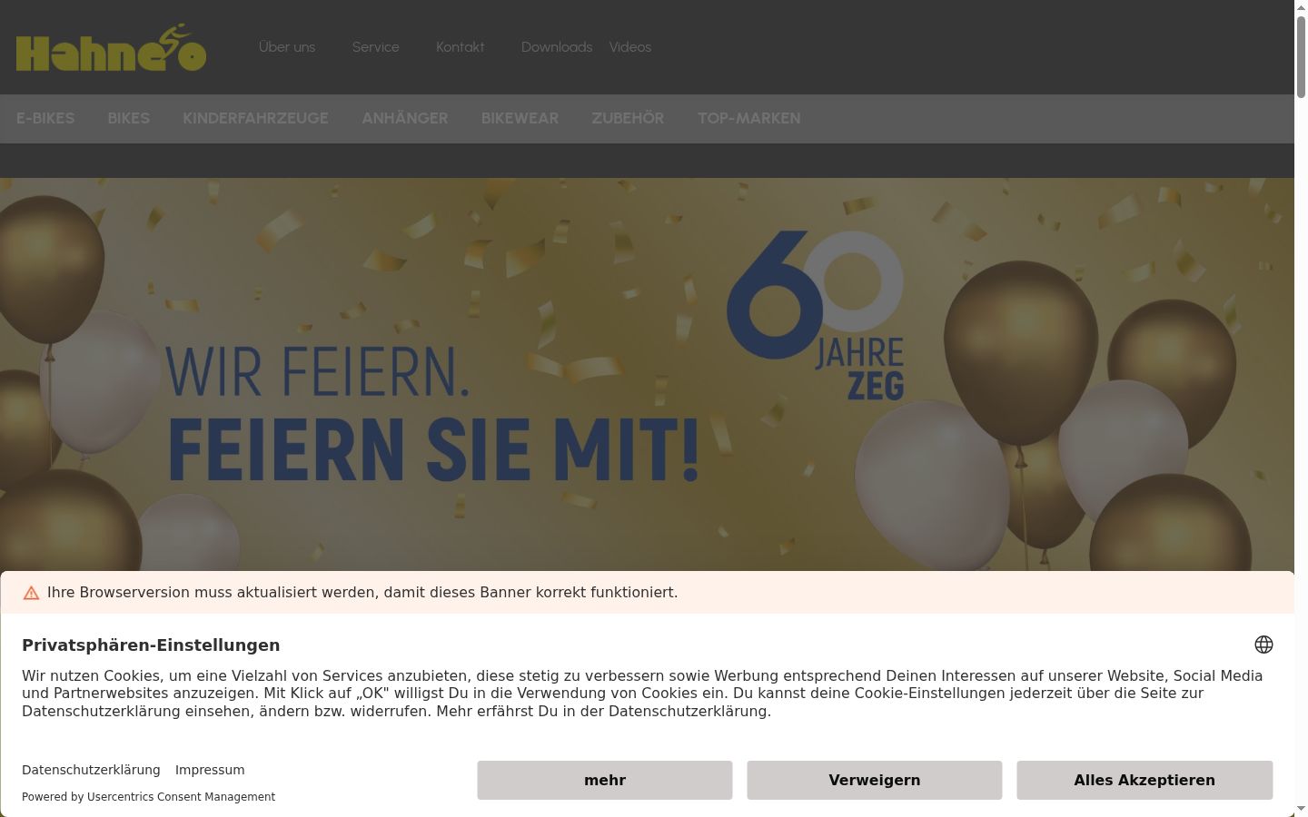 Képernyőkép a bármilyen interakció előtt megjelenő hozzájárulási bannerről