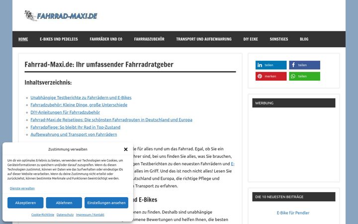 Screenshot van fahrrad-maxi.de